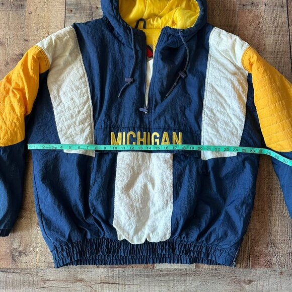 Match 1 Men's Size XL Vintage Michigan Wolverines Puffer Coat Quarter Zip - Picture 11 of 13